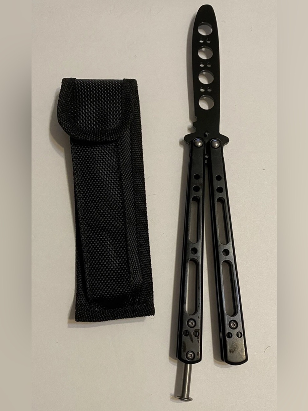 Practice Knife Balisong Butterfly Tactical Combat Trainer With sheath -Black22